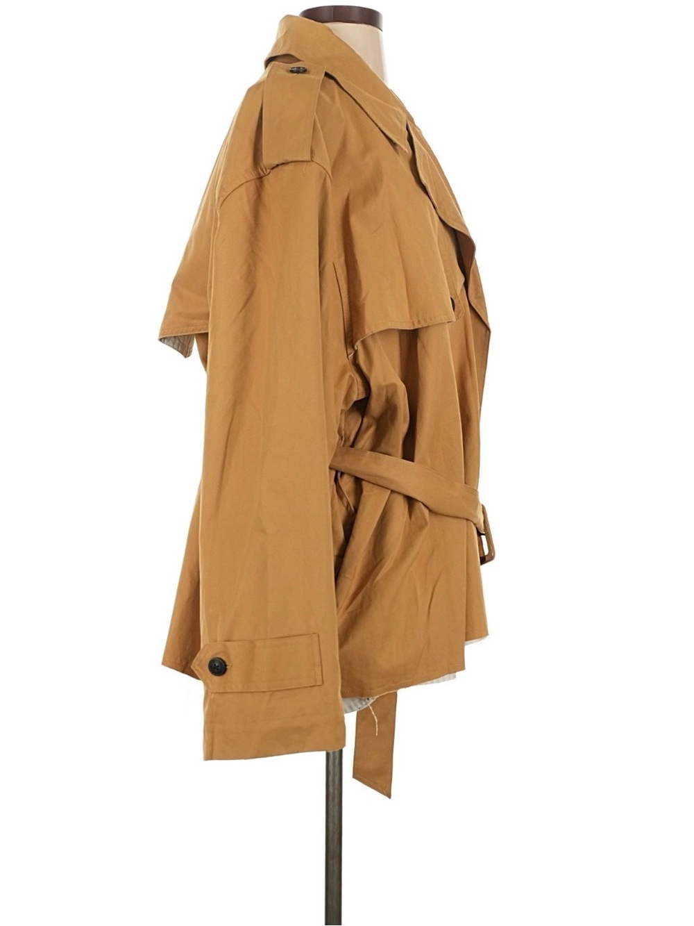 KBB by Kahlana Cropped Tan Trench Jacket with Drawstring Waist. NWT size XXL - Picture 6 of 11